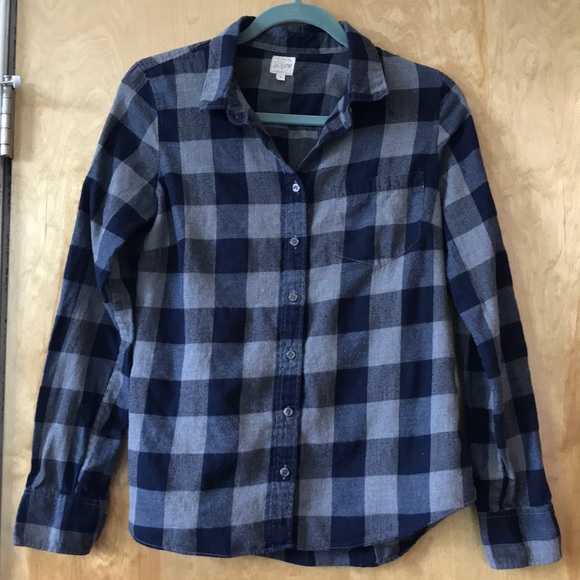 J. Crew perfect shirt in navy flannel small - Picture 1 of 6